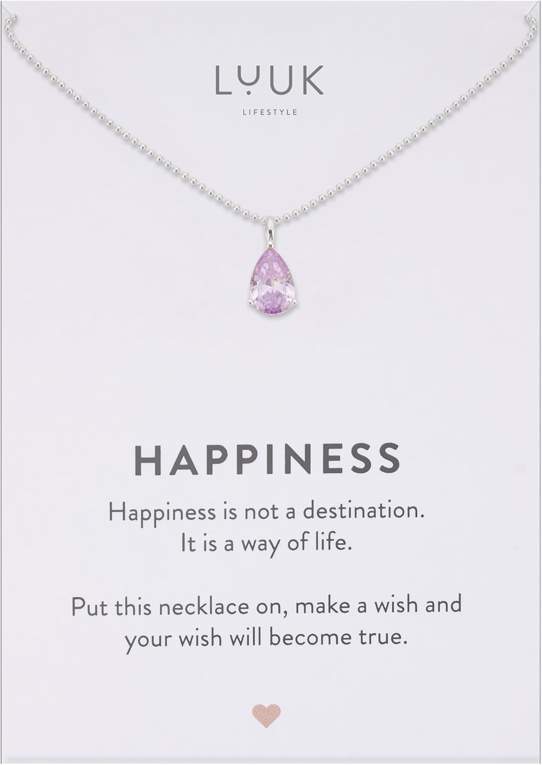 LUUK LIFESTYLE Collana in argento sterling 925 con ciondolo ali d'angelo e carta regalo HAPPINESS, portafortuna viaggio, gioielli femminili, argento