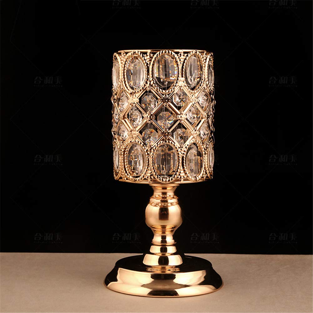 Bougies de bouchons de cylindre en cristal doré pour centre de table de mariage chic
