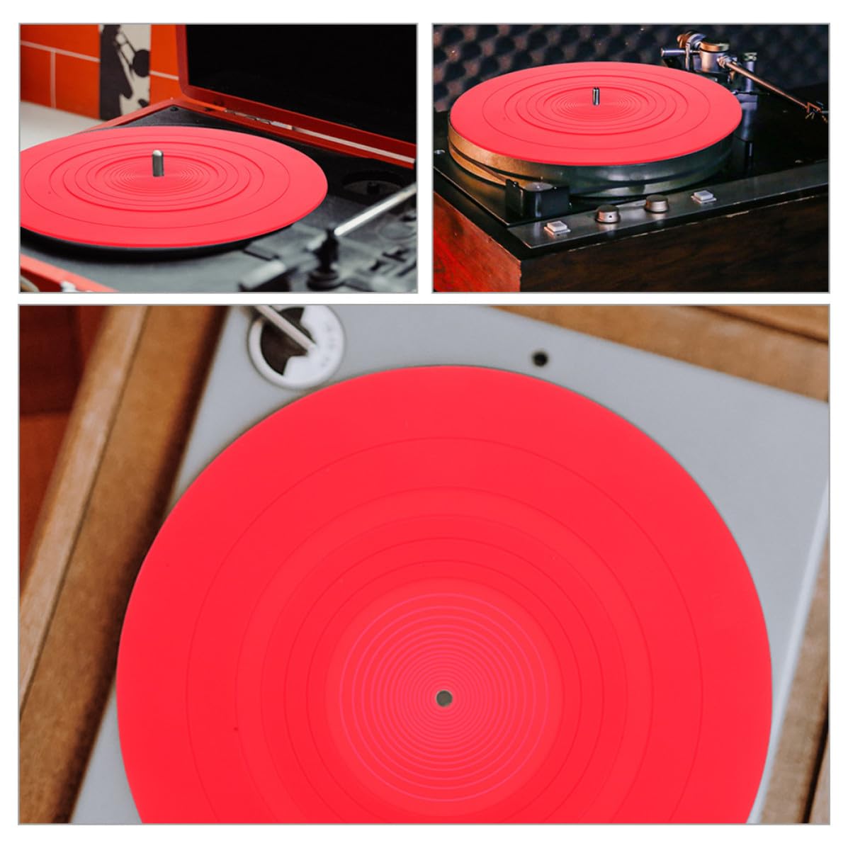 Didiseaon Tappetino 2 per Rosso in Silicone Antistatico Protezione Delicata per Dischi in Vinile, per Dj e Appassionati di