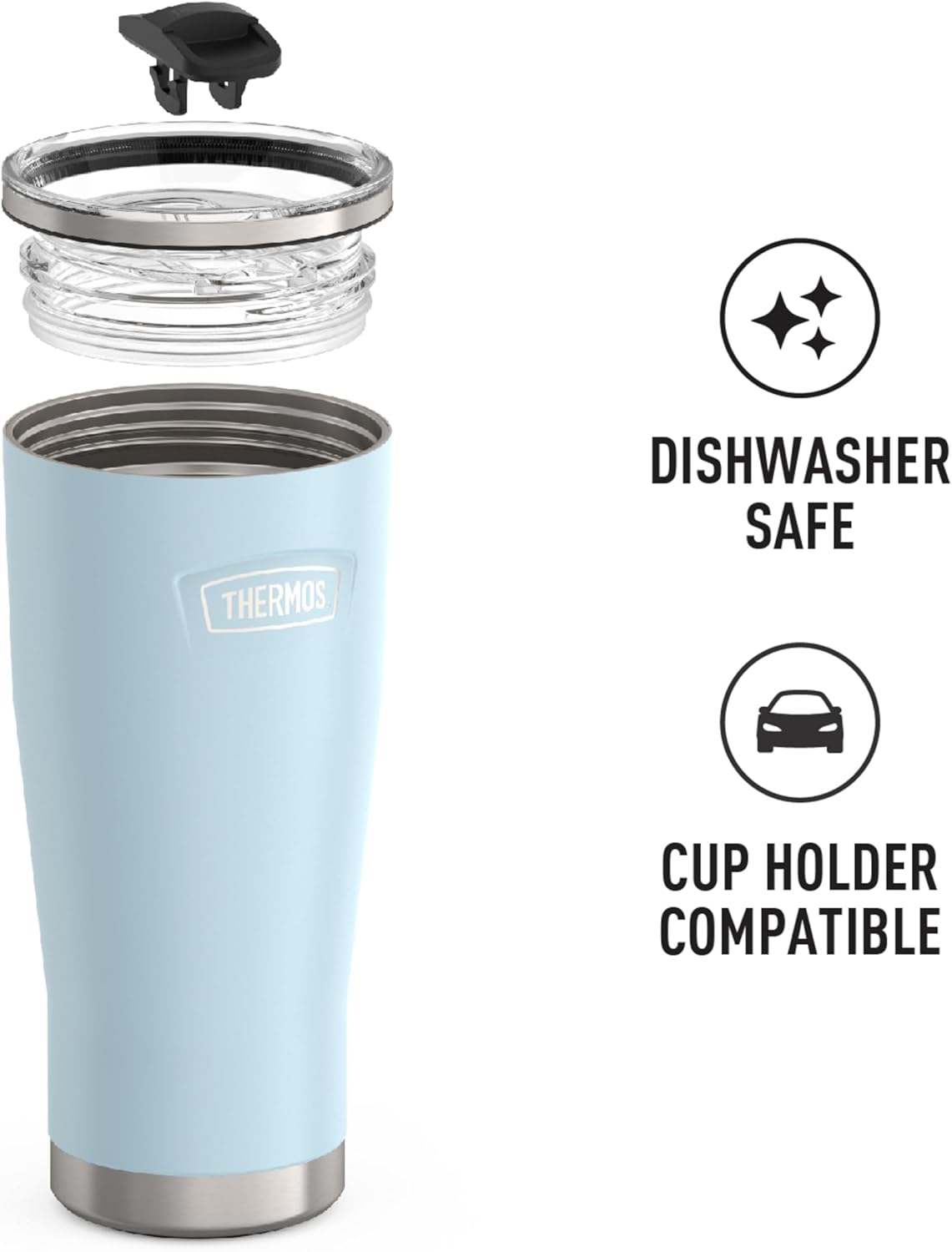 THERMOS ICON SERIES, Stainless Steel Cold Tumbler with Slide Lock, 24 Ounce, Glacier - Image 3