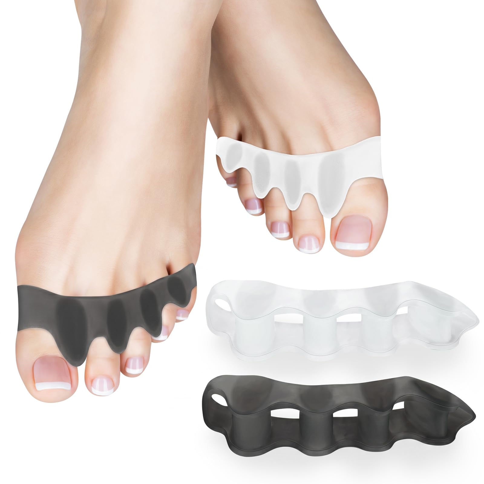 Zehenspreizer,Hallux Valgus Korrektur,Wiederholbare Waschbare Gel-Zehennagelteiler,Zehentrenner zum Entspannen der Zehen,um Ballenzehen,Hammerzehen,Hallux Valgus zu lindern.4 Stück