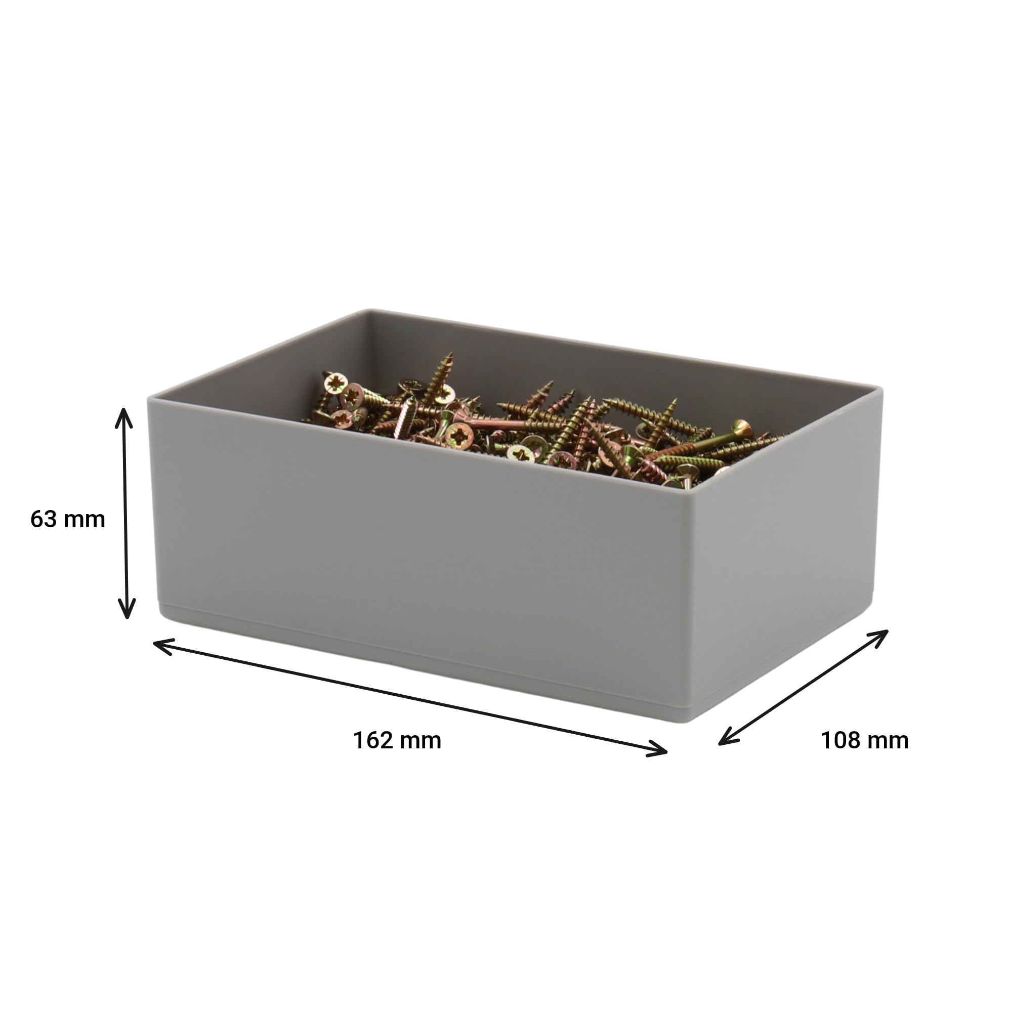 25 sztuk skrzynka z serii E63/4, szara, 162 x 108 x 63 mm, z polistyrenu, norma przemysłowa, do szuflad, skrzynek asortymentowych itp.