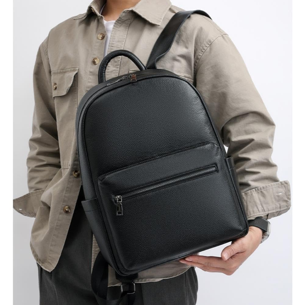 Sac à Dos en Cuir for Homme, Ordinateur Portable 15 Pouces, Sangle incurvée