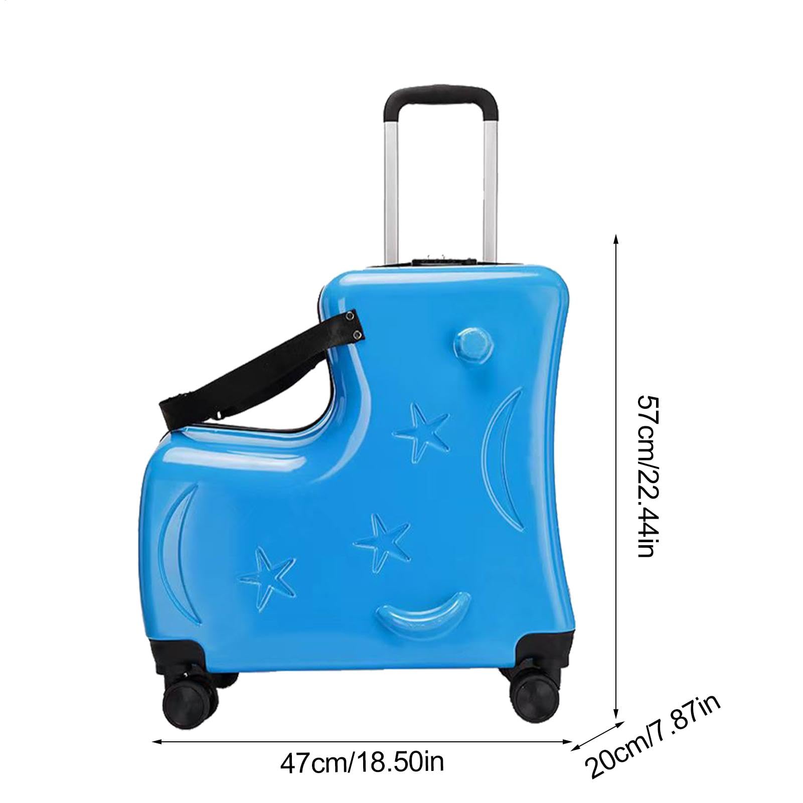 Kids Ride- Suitcase | 3-cyfrowy zamek kó?kach | 20 podró?y z pasami do siedzenia, peda?ami, uchwytami i cichymi ko?ami | Ride- Luggage for Boys & Girls, Lake Blue, riferimento alla