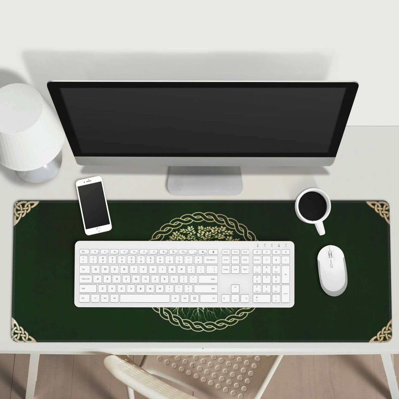 Ritual Celta Nórdica Vikinga Diosa Wicca Yule Gaming Teclado Alfombrilla de Ratón Accesorios Gigante Extendida XL con Borde Cosido y Base de Goma Antideslizante para Hogar y Oficina (80 x 30 cm)