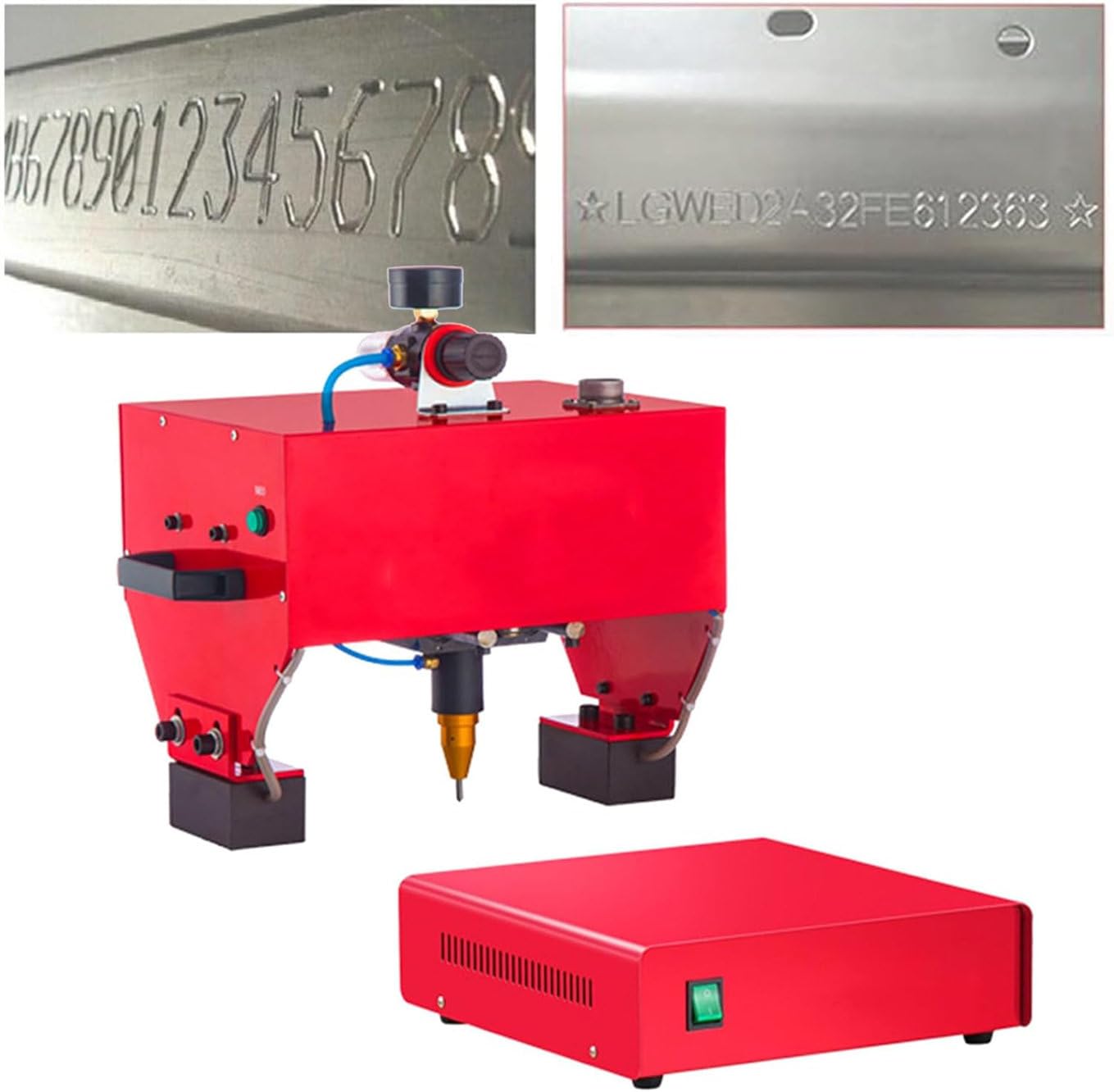 ZMJGLL Pneumatic Dot Peen Metal Marking Machine - 170x110mm Metal Marking Engrave Machine,Industrial Pneumatic Engraving Marking Tool for VIN Code Frame