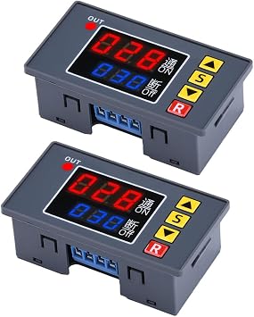 2PCS Programmable Time Controller Timer Delay Relay Module 20A 1500W Switch Type Passive Output Timer Switch LED Digital Display DC12V Upgraded Version