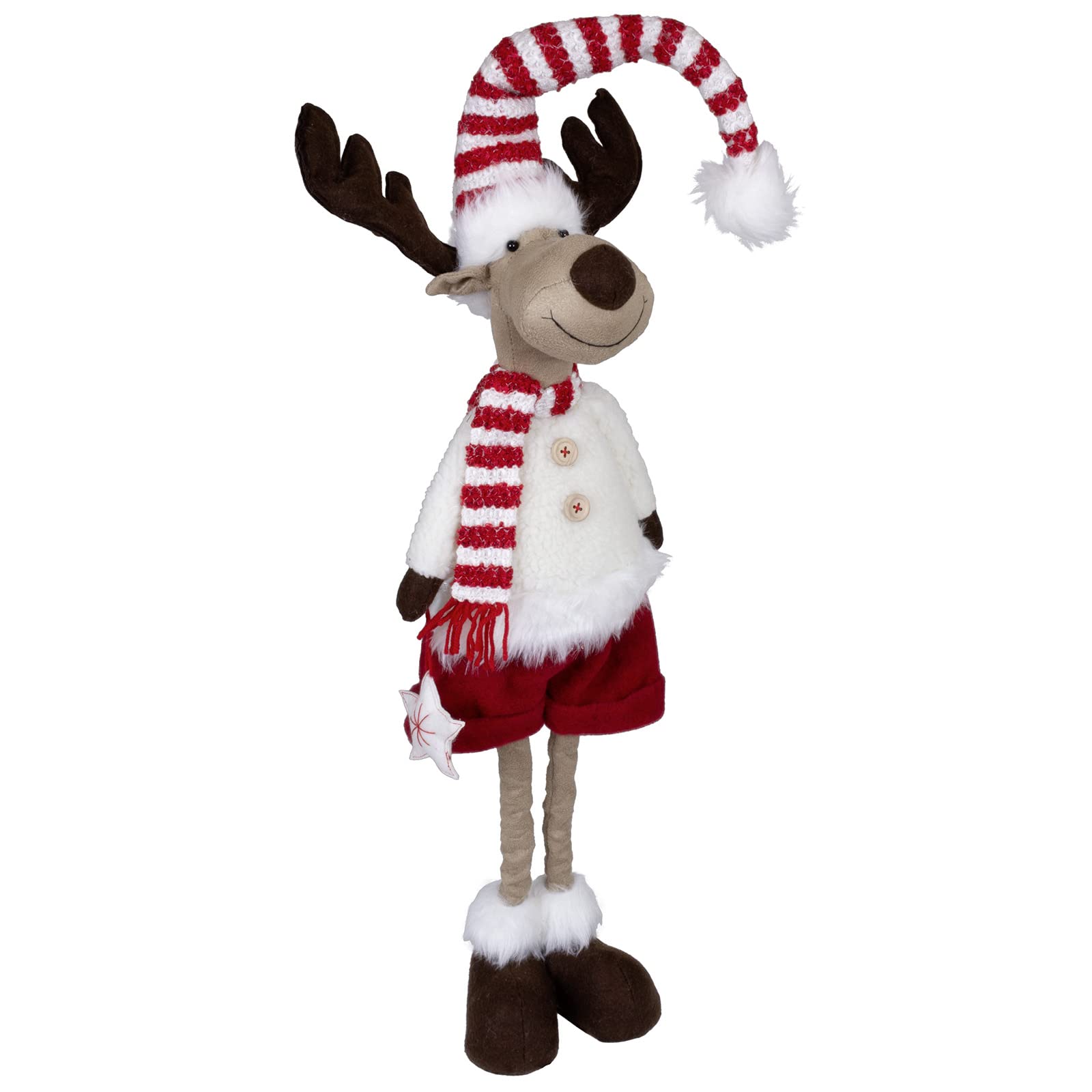 XL Weihnachts-Elch 60cm ausziehbar (80cm) im 2er Set Teleskopbeine Rentier rot-weiß