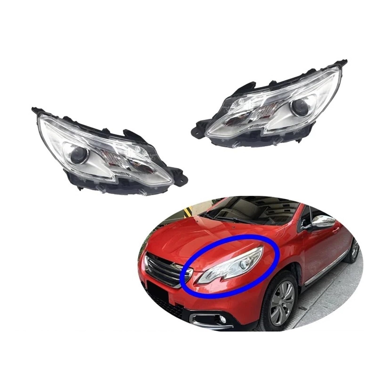 Gruppo Ottico Anteriore Per Peugeot 2008 2014 2015 2016 Lampada Della Luce Testa Dell'automobile Faro Anteriore Assemblea Assy Sostituire Direttamente Faro Anteriores(Right side)