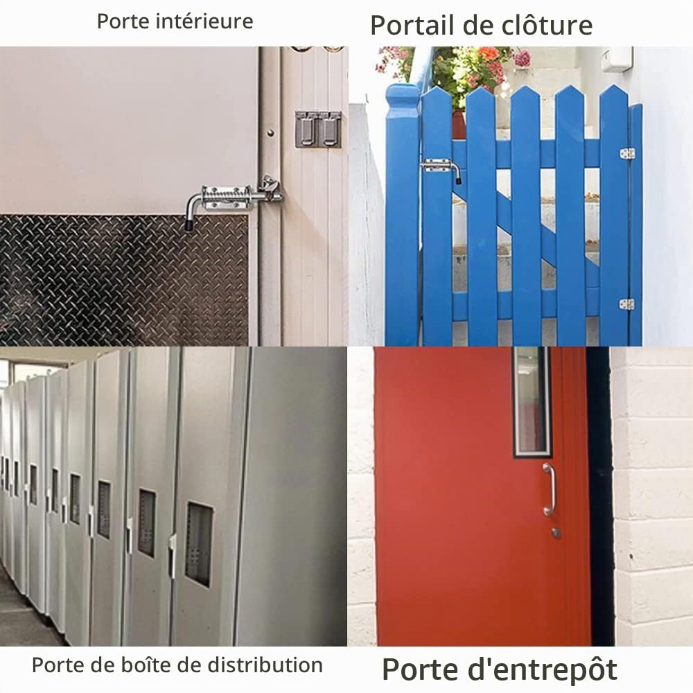 4 Pièces Loquet Ressort Robuste, Acier Inoxydable 304 Verrou Inox