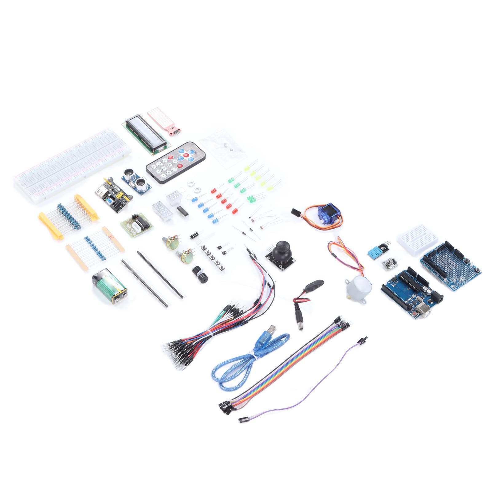 FTVOGUE Impostato dei Componenti Elettronici con Modulo di Alimentazione LCD per Principianti, Parti di Circuiti Fai - -te per Progetti di Programmazione, con Intestazioni di Perno e Scatola di
