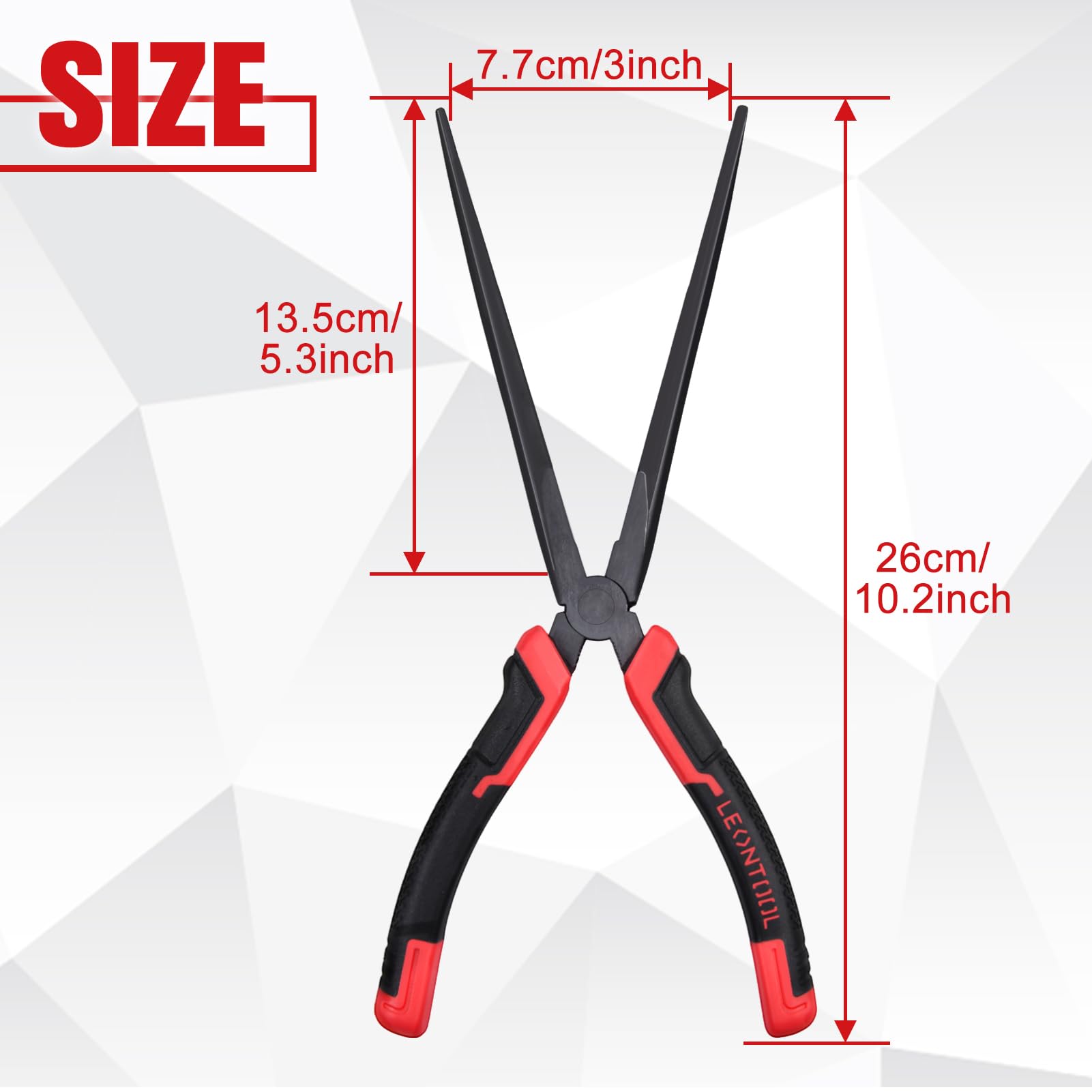 LEONTOOL 10" Extra Long Needle Nose Pliers, Red - Image 2