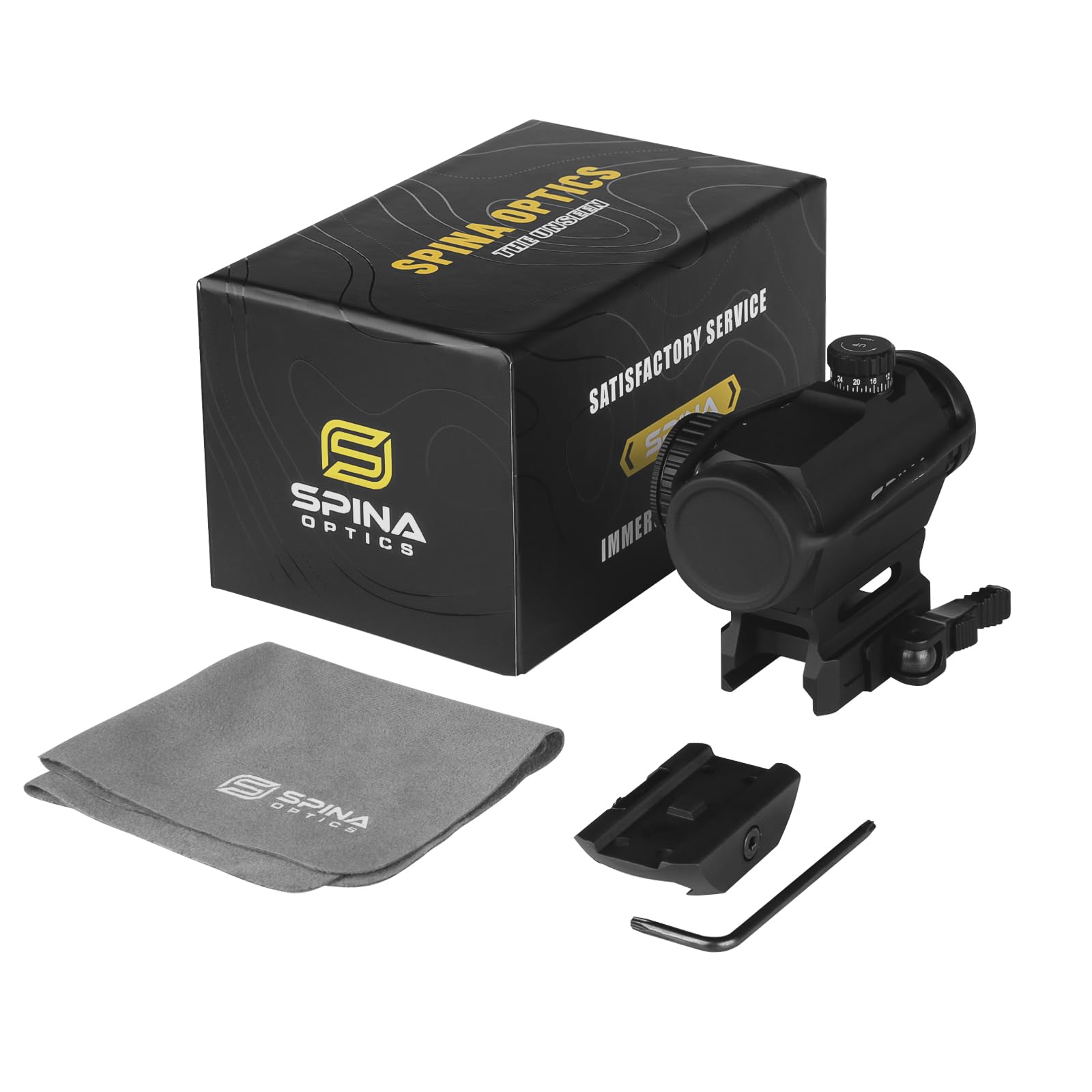 SPINA OPTICS Viseur Point Rouge Red Dot 1x20mm Viseur Airsoft 2 MOA Réflecteur avec Maille de Points et 11 Niveaux de Luminosité avec Monture qd