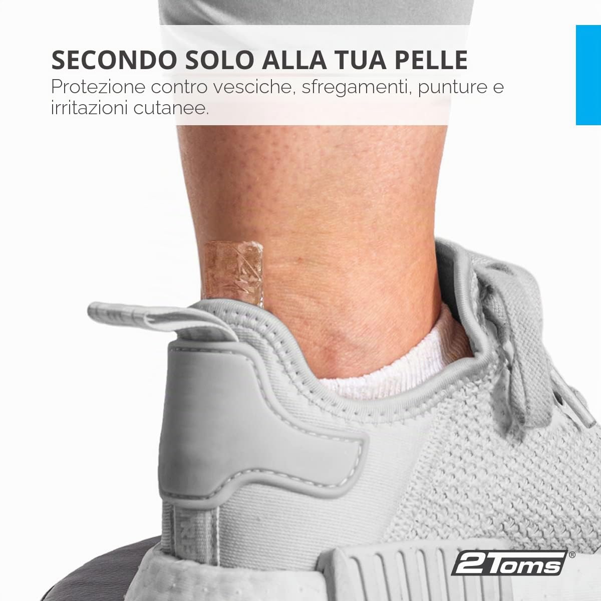 2Toms Skin-On-Skin – 200 Quadrati in Idrogel – Cerotto per Vesciche Piedi e Talloni, Protezione e Sollievo dalle Scottature – Cerotti per Vesciche Non Adesivi e Lenitivi