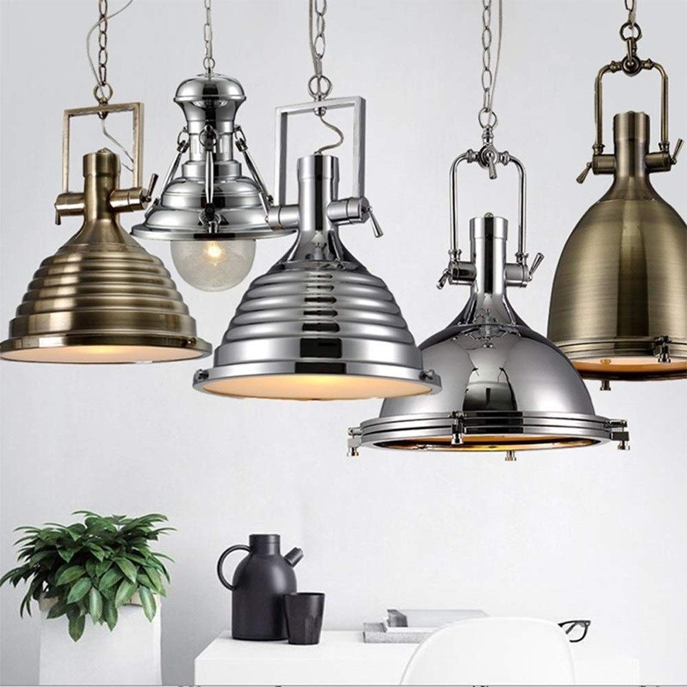 Przemysłowa lampa wisząca retro - Brązowy żyrandol kopułkowy do loftu, barów, restauracji i barów - UFO metalowa lampa sufitowa z oprawką E27 - elegancka lampa wisząca