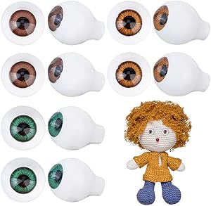 PATIKIL 30mm Puppenaugen, 1 Paar realistische Acrylaugen Kunststoff Halbaugen für Puppen Masken Halloween Requisiten Kunsthandwerk, Blau Grau