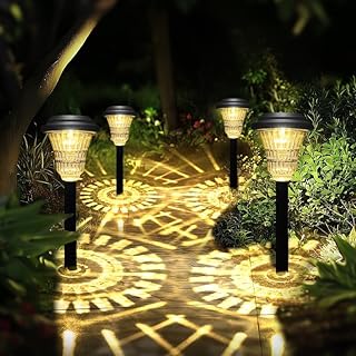 Solar Pathway Lights Outdoor Waterproof, 4 Pack Solar Garden Lights with Auto On/Off, Bright Outdoor Garden Decor for Yard Patio Walkway Lawn Landscape, Warm White