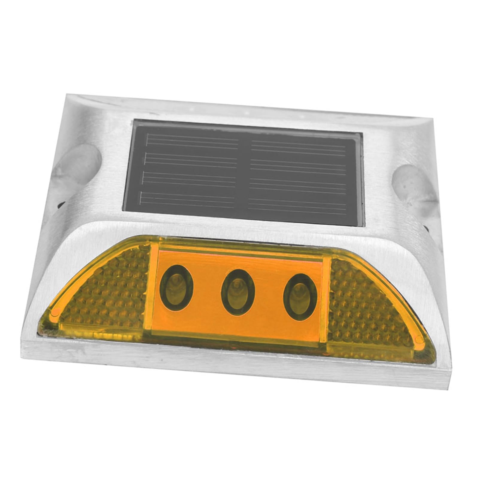 Luces de Marcador de Tierra LED de Energía Solar Lámpara de Carretera Al Aire Libre Impermeable Duradera para Entrada 4.1x4.1in Amarillo (YELLOW)