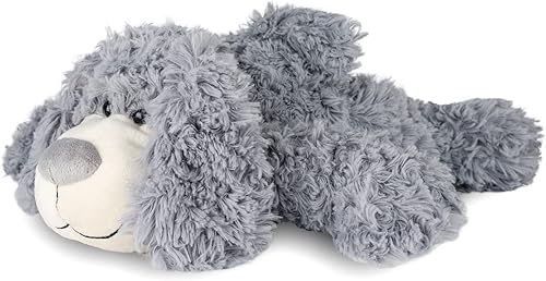 WEIGEDU Sonriente cachorro perro peluche juguetes de peluche, 17.7 pulgadas, gris