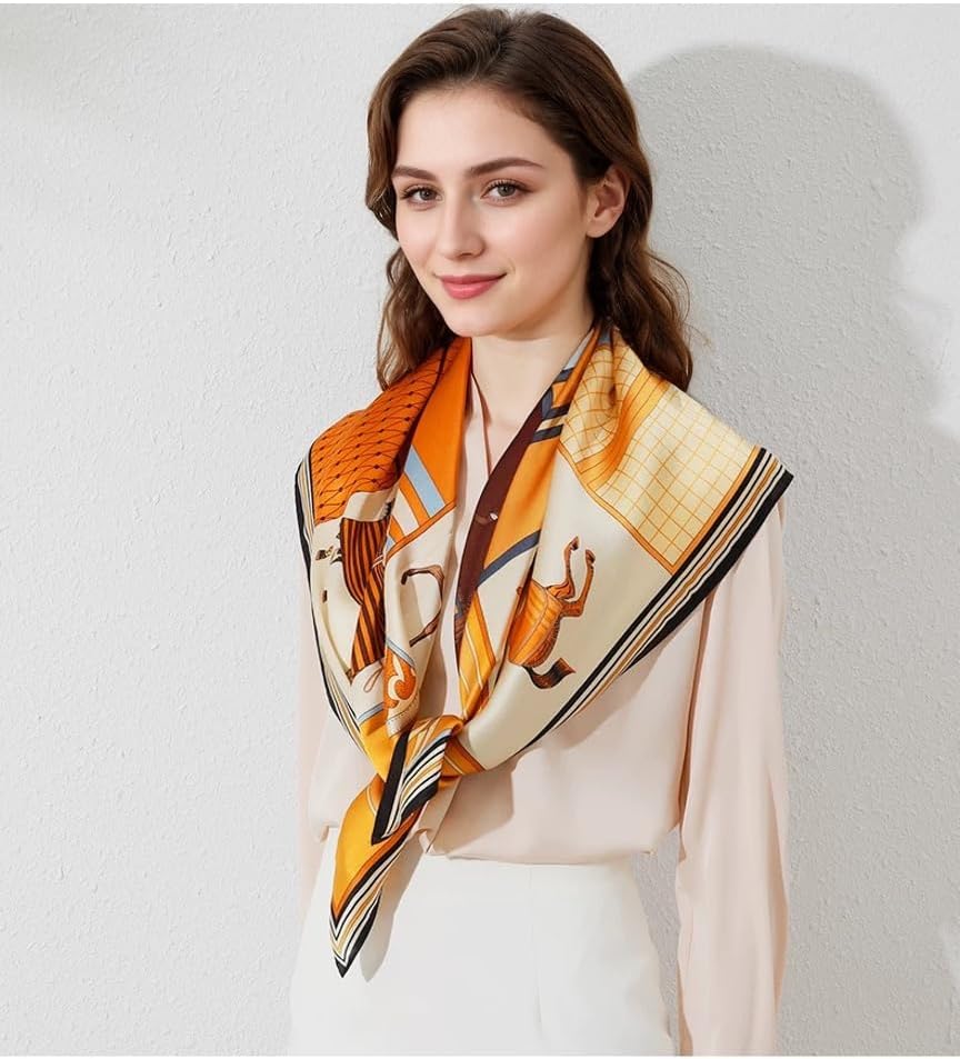 ANDANTINO 100% Pure Mulberry Silk Scarf 35" Large Square Lightweight Headscarf –Women’s Hair Wraps-With Gift Packed - Image 2