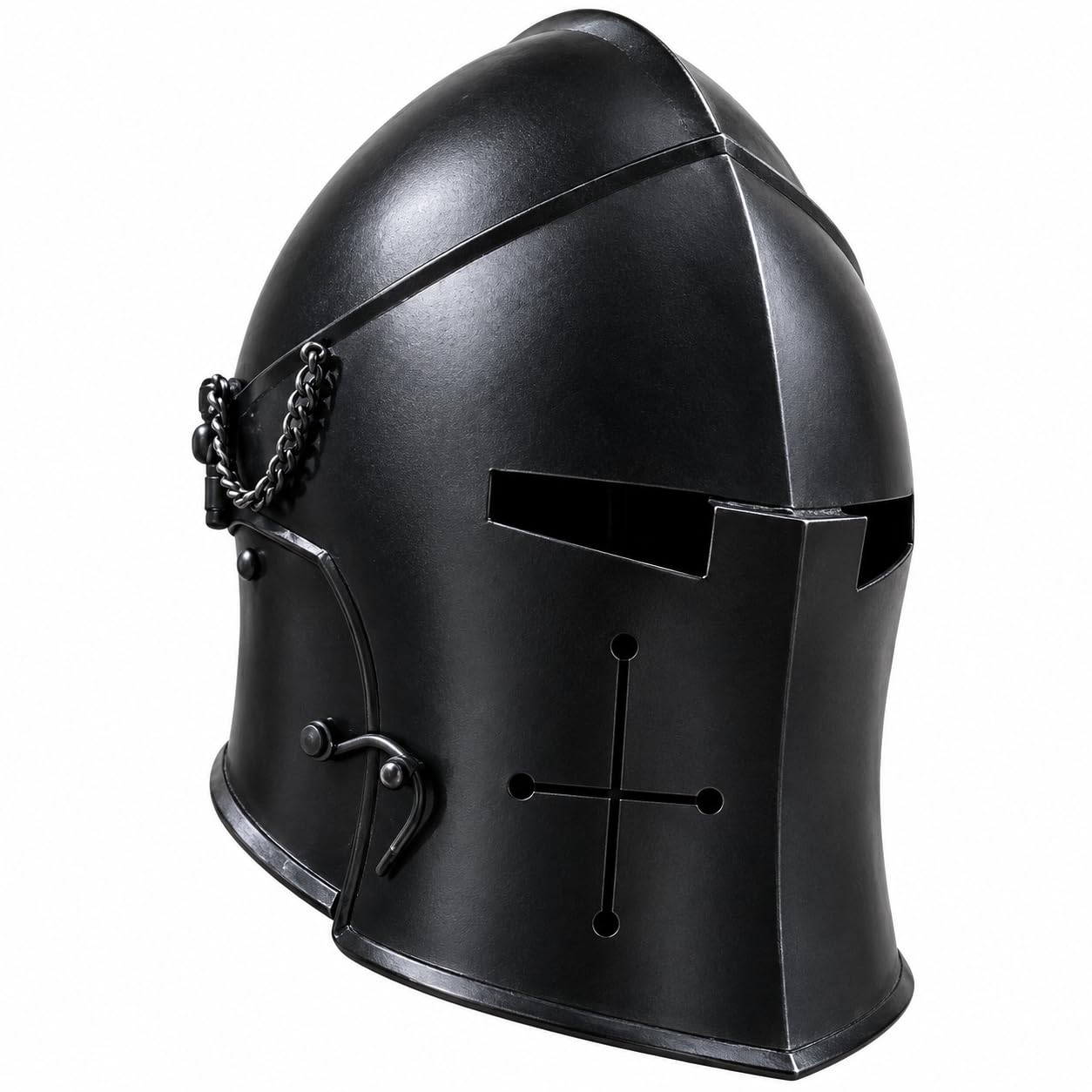 AnNafi® Barbuta Helmet Knight Templar Crusader Helmet | Black Wearable | Medieval LARP Sca Cosplay Armour Costume For Men