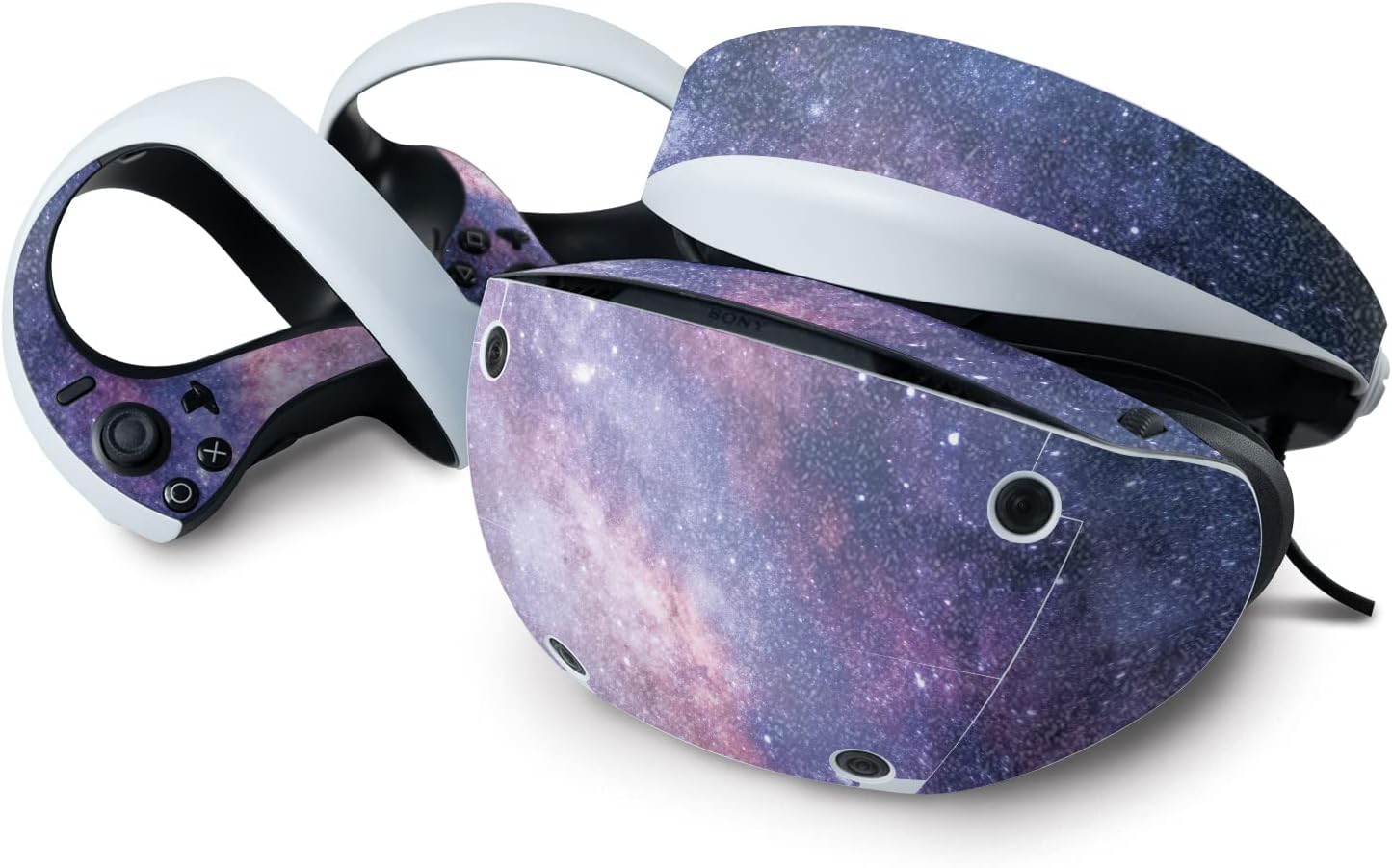 MightySkins Glossy Glitter Skin Compatible with Sony Playstation VR2 - Violet Stars | Protective, Durable High-Gloss Glitter Finish | Easy to Apply & Change Styles | Made in The USA