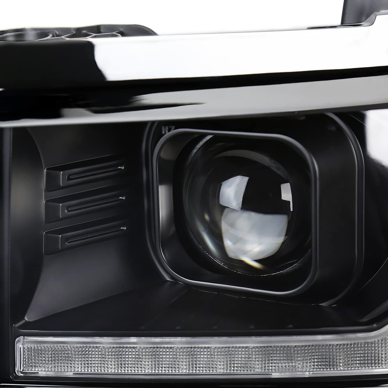 SPEC-D TUNING Black w/Silver Trim Projector Headlights w/Sequential Switchback LED Strip and Startup Animation Compatible with 2014-2015 Chevy Silverado 1500, Left + Right Pair Headlamps Assembly