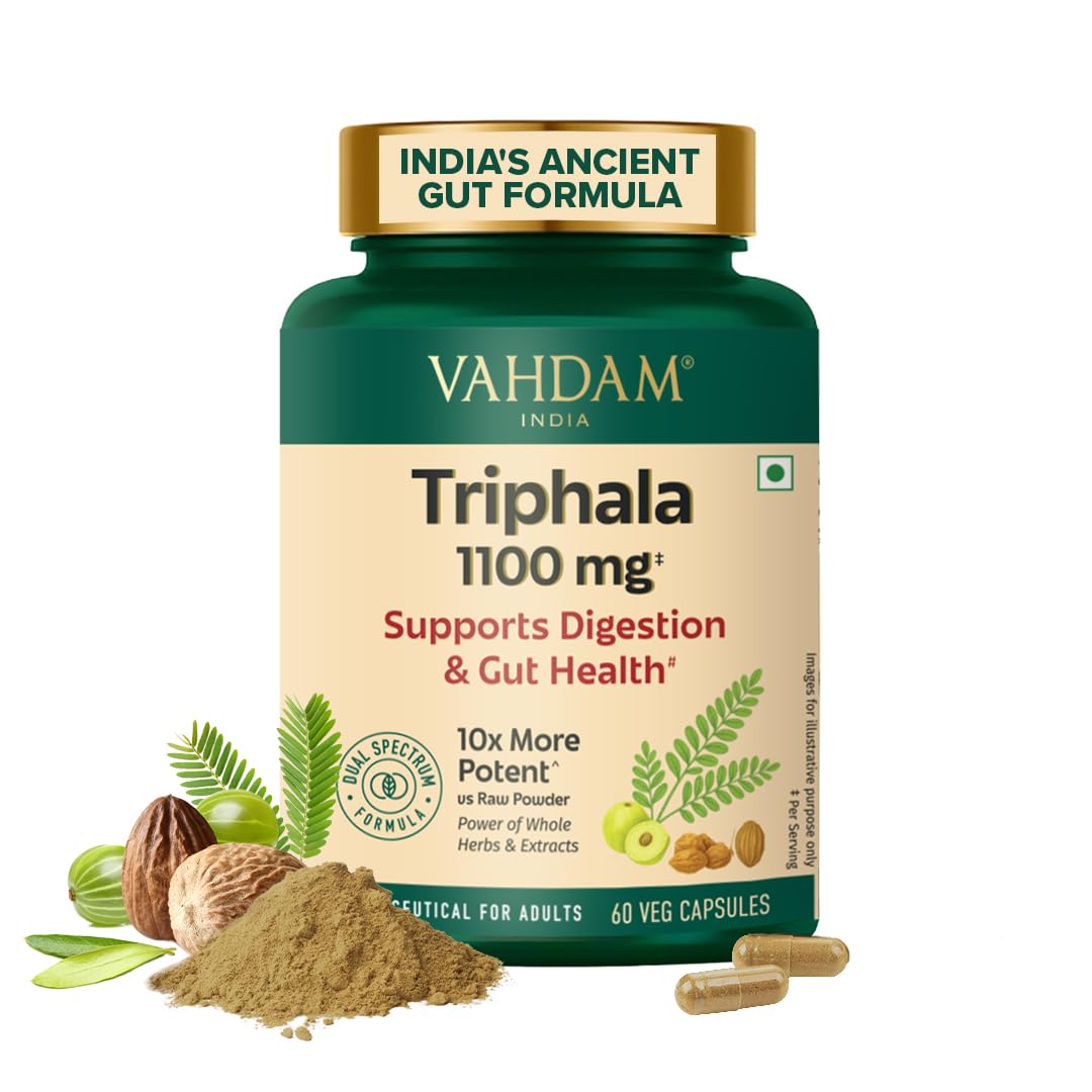 VAHDAM Triphala Capsules 1100 mg - High Strength Supplement with Amla, Bibhitaki, Haritaki Extract | Supports Immune System, Colon & Digestion, Balanced Bowel & Gut Health | 60 Capsules-image-44