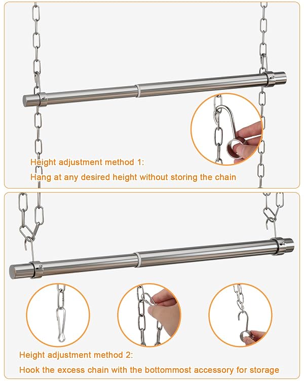 Hanging Closet Rod, Adjustable Width and Height Closet Rods Extender, 17-40inch Heavy-Duty Stainless Steel Bar, Space-Saving Closet Rod Hanging Clothes, 2Pack(Silver) by FOTRIC - Used condition - Image 6