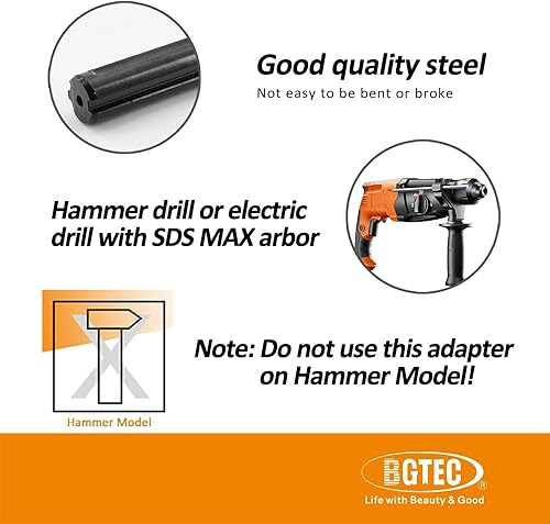 Miniatura 3 de BGTEC Adaptador de taladro de núcleo 58 "-11 rosca macho a vástago SDS MAX para taladro de martillo, perforación de núcleo de taladro de martillo