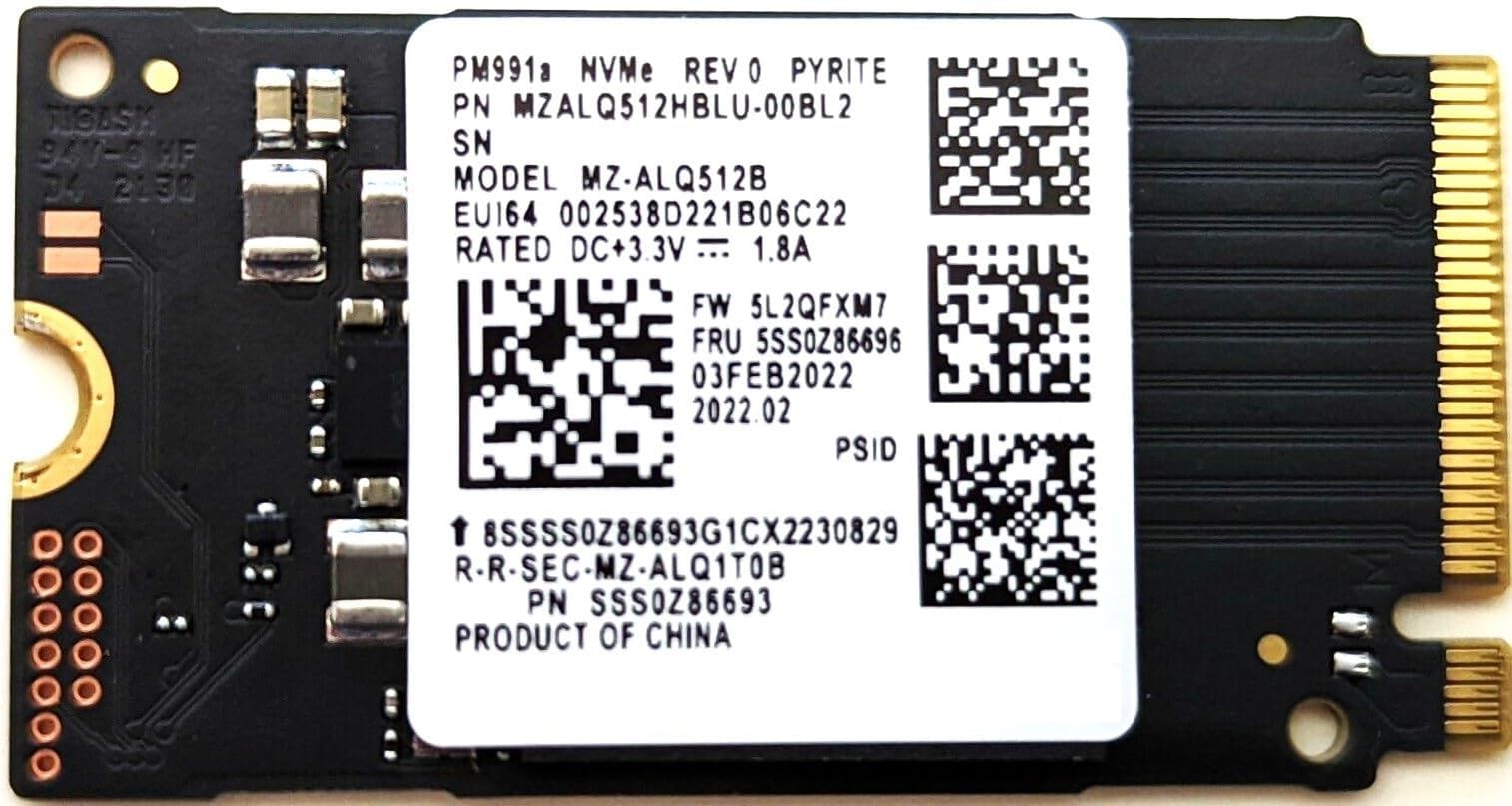 内蔵型SSD Samsung MZALQ512HBLU-00BL2 512GB SSD SAMSUNG SSD Solid State Drive 512 GB, PM991a M.2 2242 42 mm, PCIe