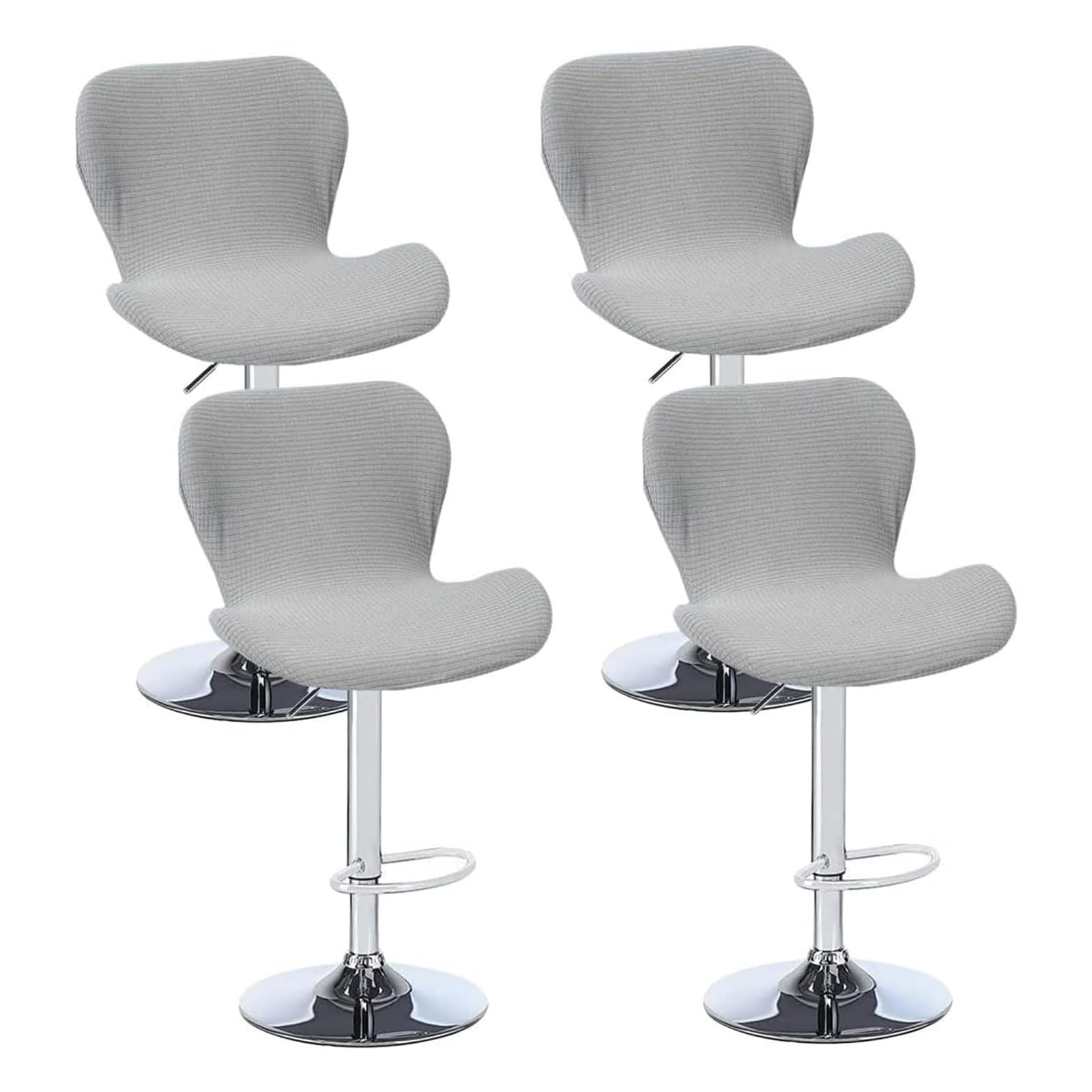 Housse de siège de meuble extensible gris clair avec fond élastique pour tabouret de bar
