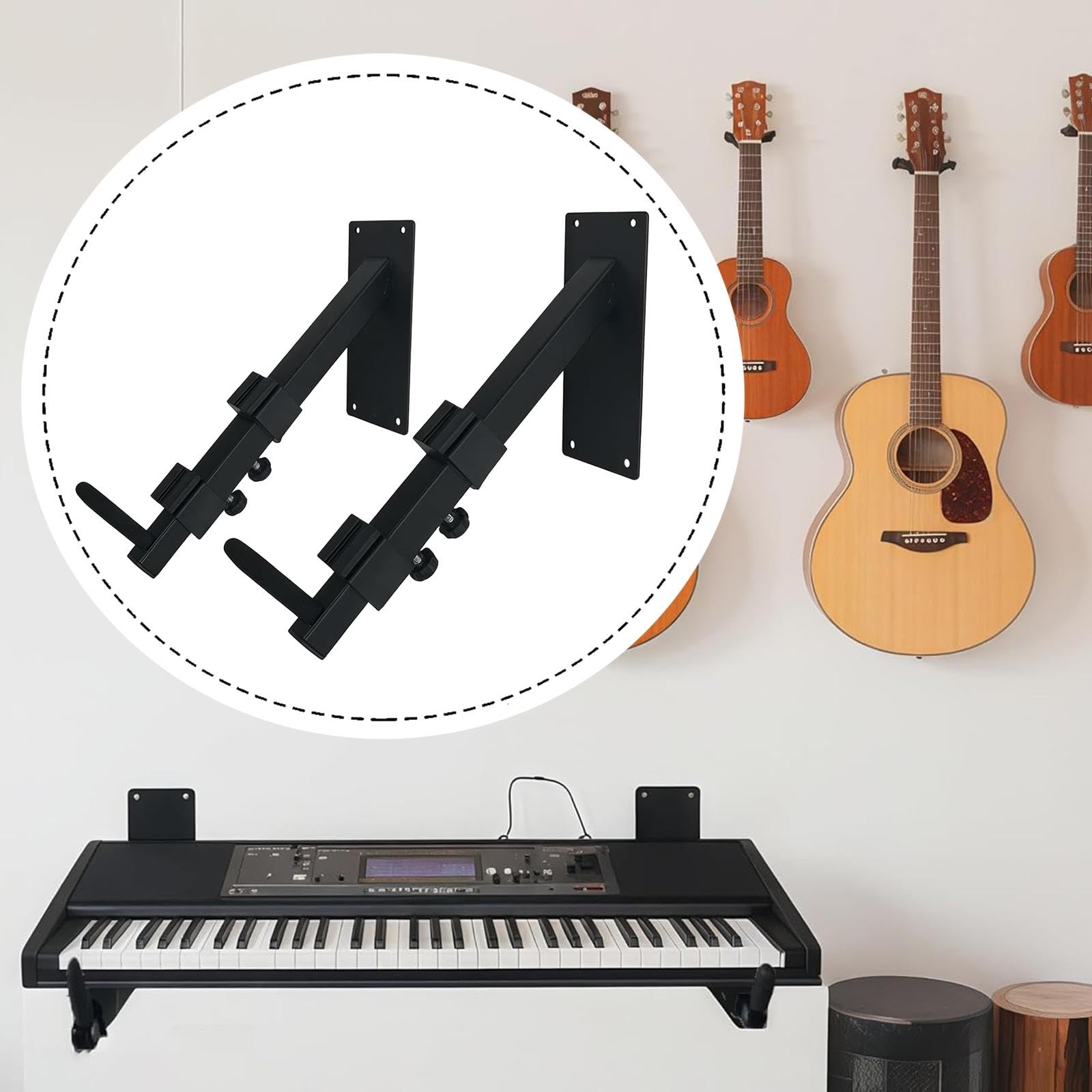 Harilla 2 Stück Haken für elektronische Keyboards und Gitarrenständer, universelle Aufbewahrungsmöglichkeit, verstellbarer Halter, Wandhalterung für