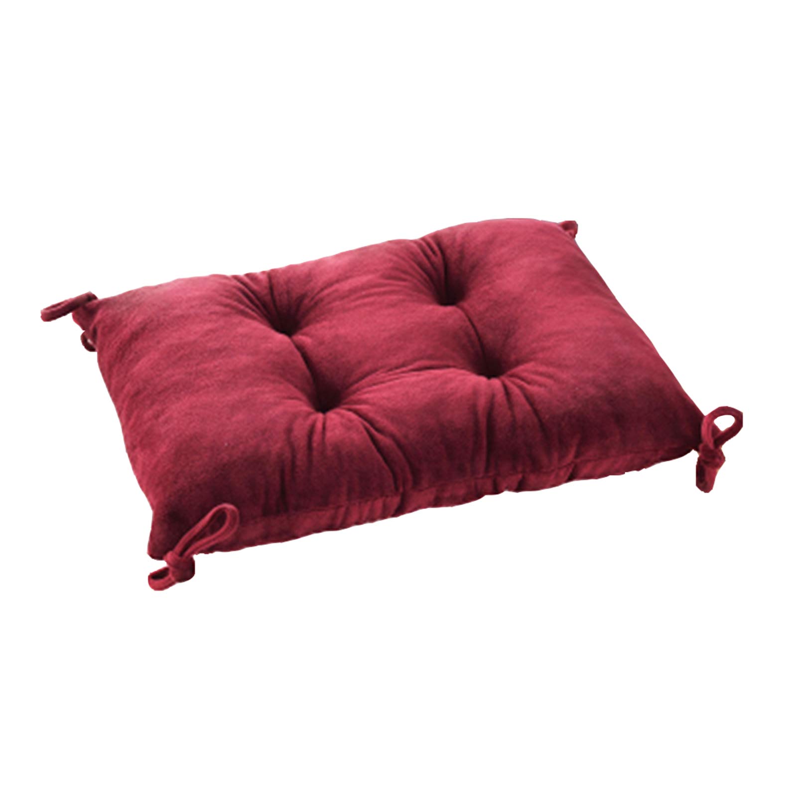 Crystal Velvet Fabric Chair Pad Rectangular Stool Cushion Student Seat Pad with Ties - 30x45cm Wine Red — image 1
