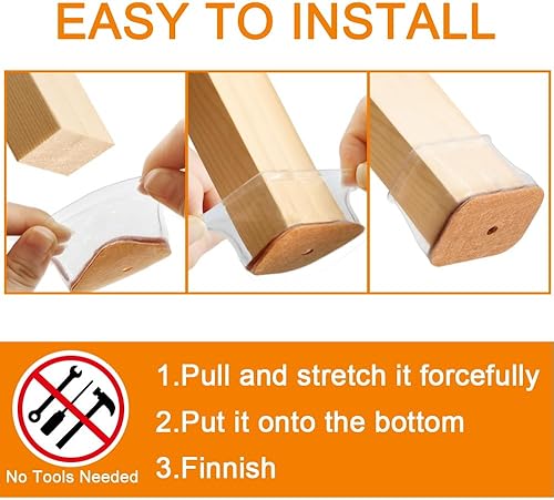 Miniatura 21 de 24 protectores de suelo para patas de silla para suelos de madera dura, fundas de silicona, almohadillas de fieltro, tapas de patas de muebles
