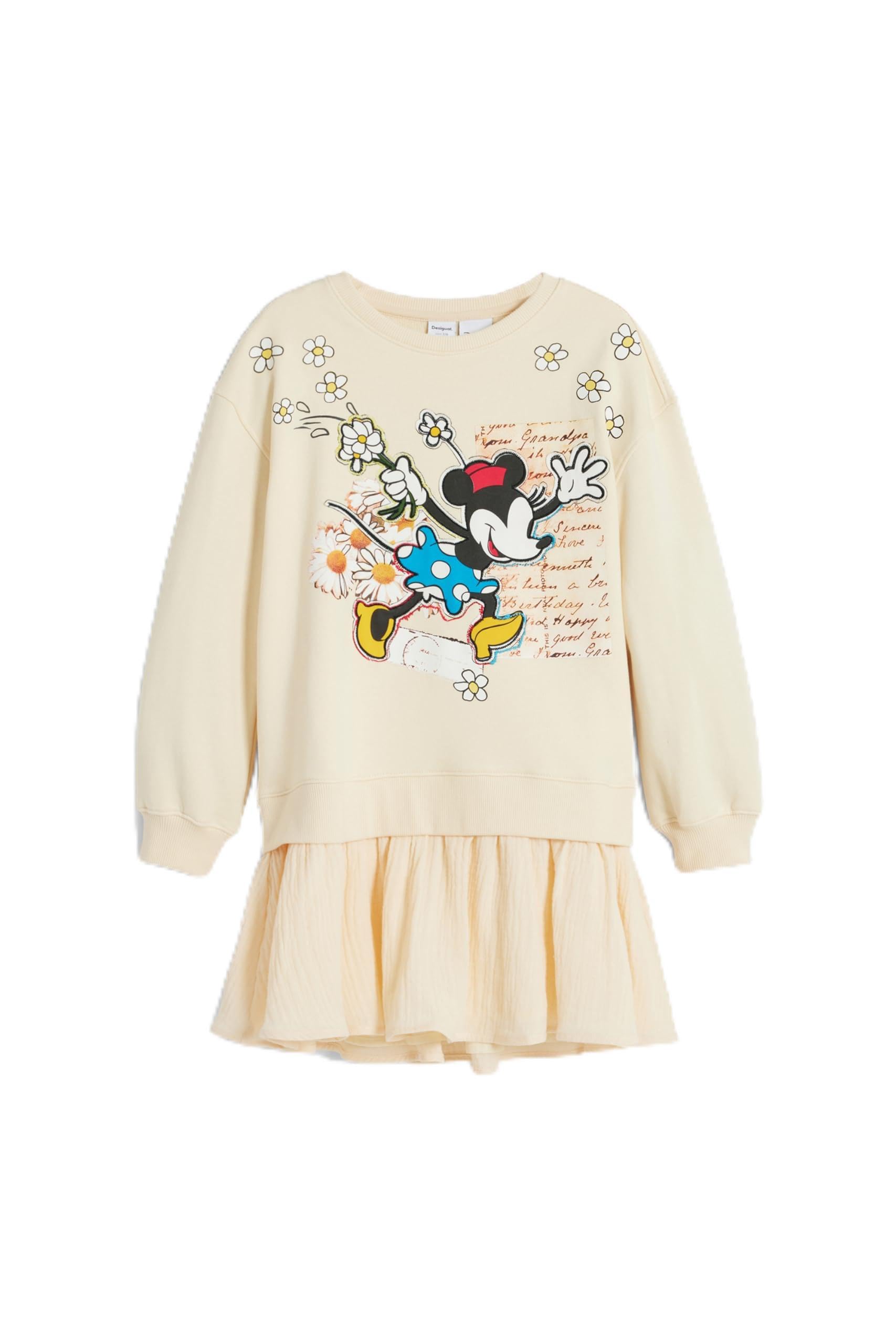 Desigual Mädchen Beige T-Shirt-Kleid Minnie