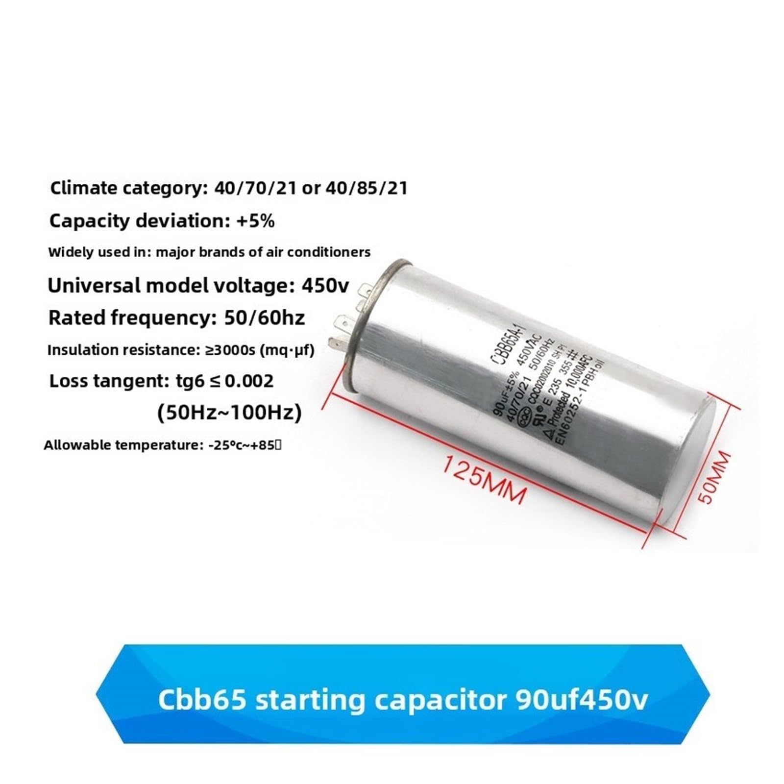 Condensador de motor de CA CBB65