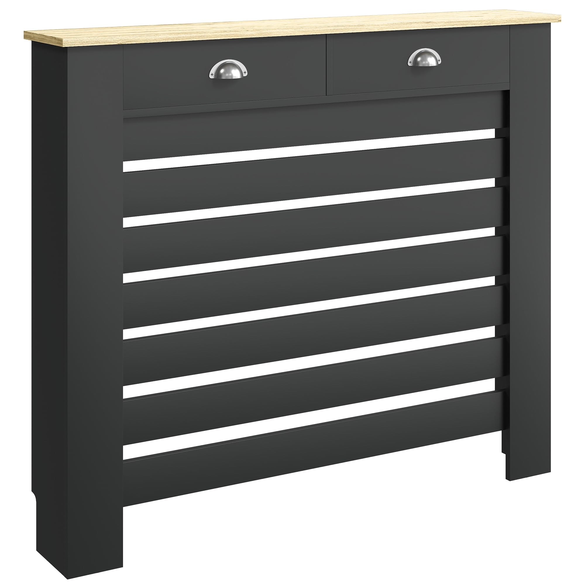 Homcom Radiator Cover With DrawerHorizontal Slat111CmBlack from B&Q