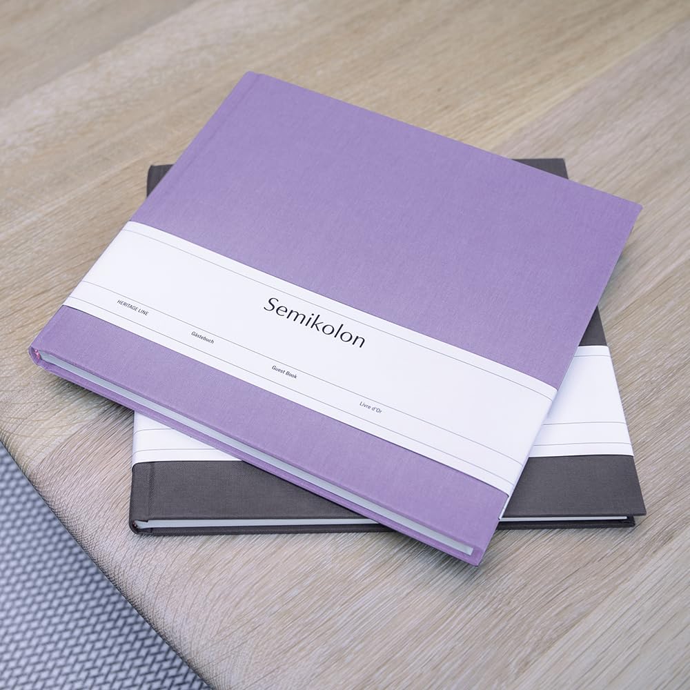 Semikolon 353519 Livre d'or - 25 x 23 cm - avec 180 pages vierges à personnaliser, marque-page - bleu marine foncé