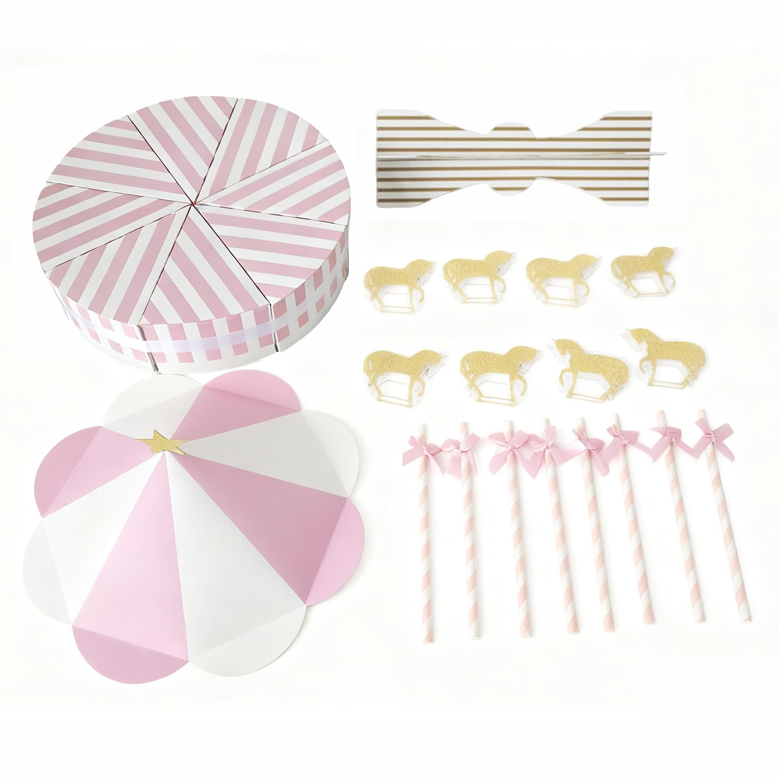Scatola Di Carta a Forma Di Carosello, Scatole Regalo per Feste di Nozze, Per Dolci Per Feste E Compleanni, 1 Set Composto da 10 Pezzi, Rosa