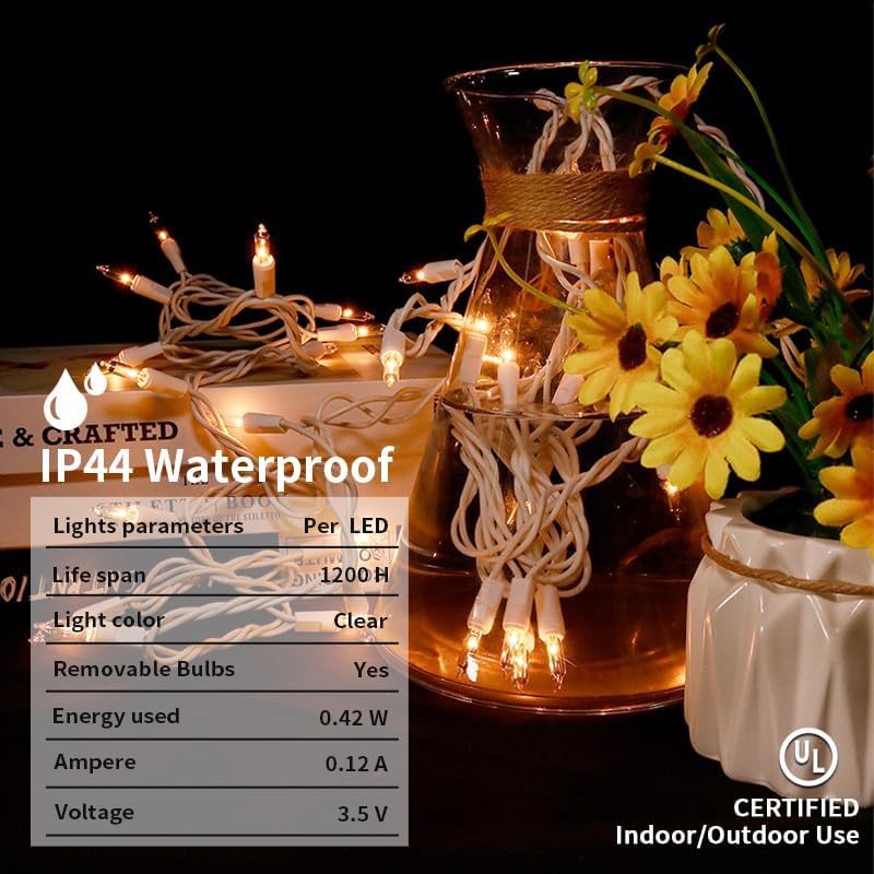 Miniatura 5 de Luces de Navidad transparentes, 35 unidades, juego de mini luces incandescentes para decoración de interiores y exteriores, 8.5 pies de alambre