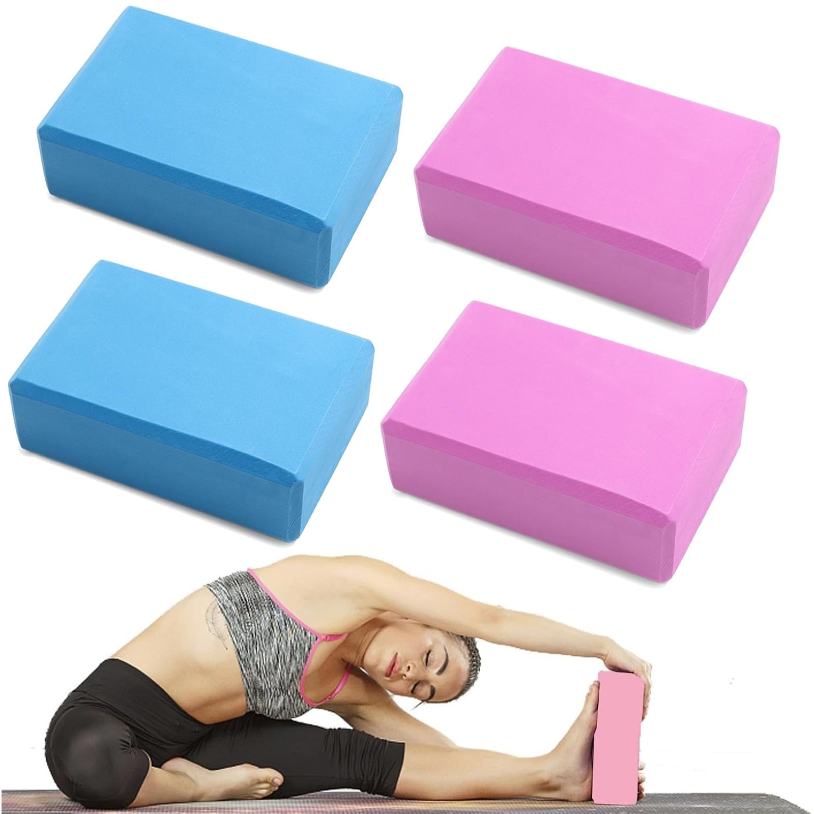 Bloques de yoga (4 unidades) de espuma EVA de alta densidad, cubos de yoga, bloques de yoga, ladrillos de gimnasia rítmica, ladrillos de yoga, ladrillos para yoga, cubo de yoga, ladrillos de yoga