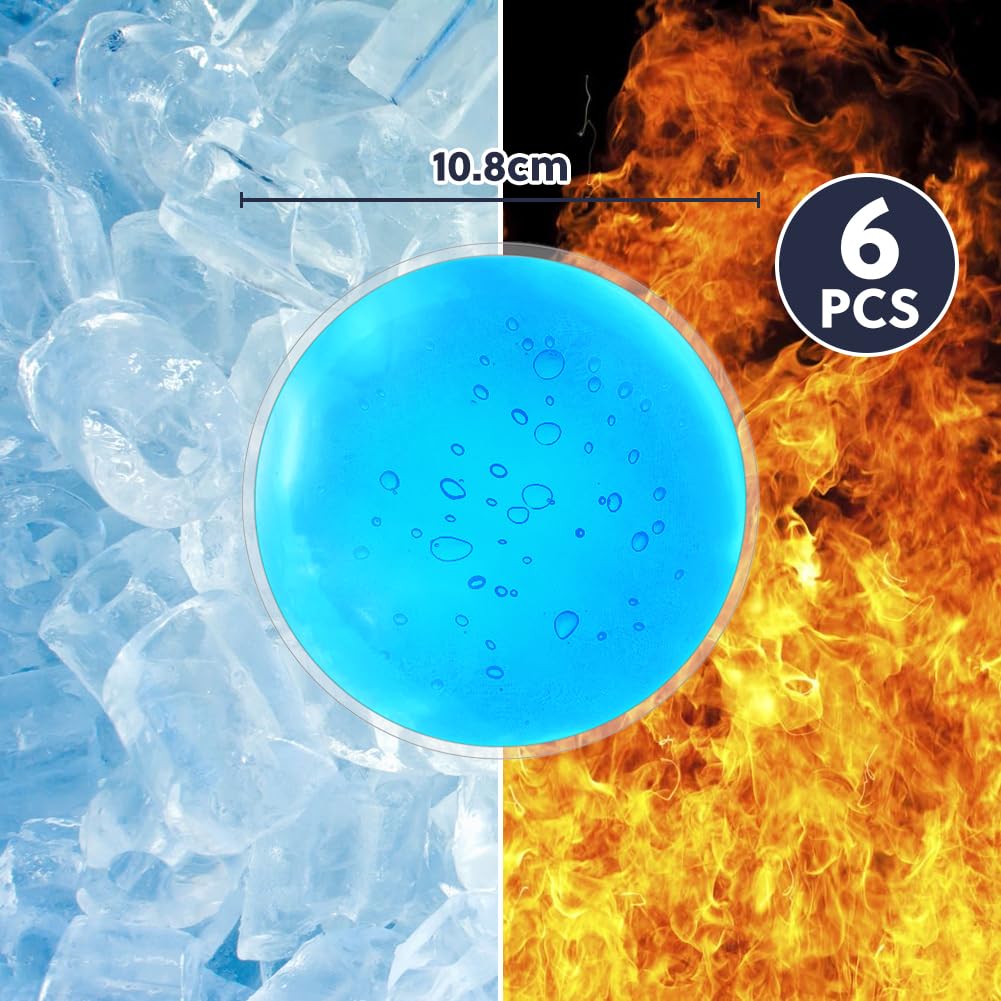AOOWU 6 PCS Bolsa de Hielo en Gel Reutilizable, Bolsa de Hielo, Bolsas de Gel Frío y Calor para Lesiones, Terapia Caliente y Fría y Alivio Del Dolor, Hinchazón, Muelas Del Juicio (Redondo, 10.8 cm)