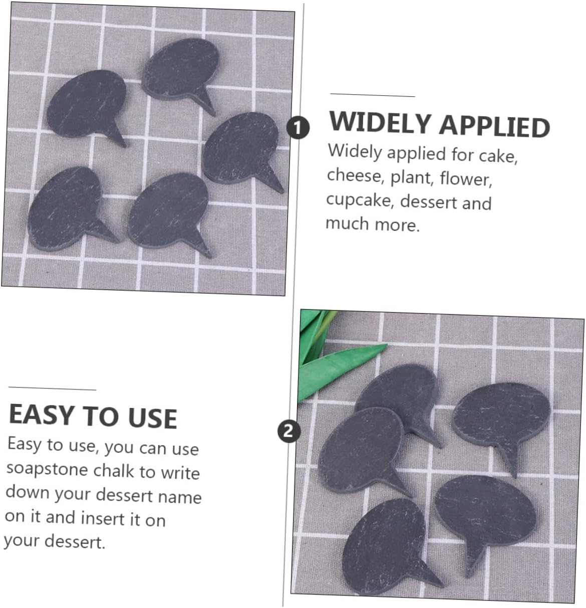 10pcs Slate Oval Labels for Plants and Cheese, Black