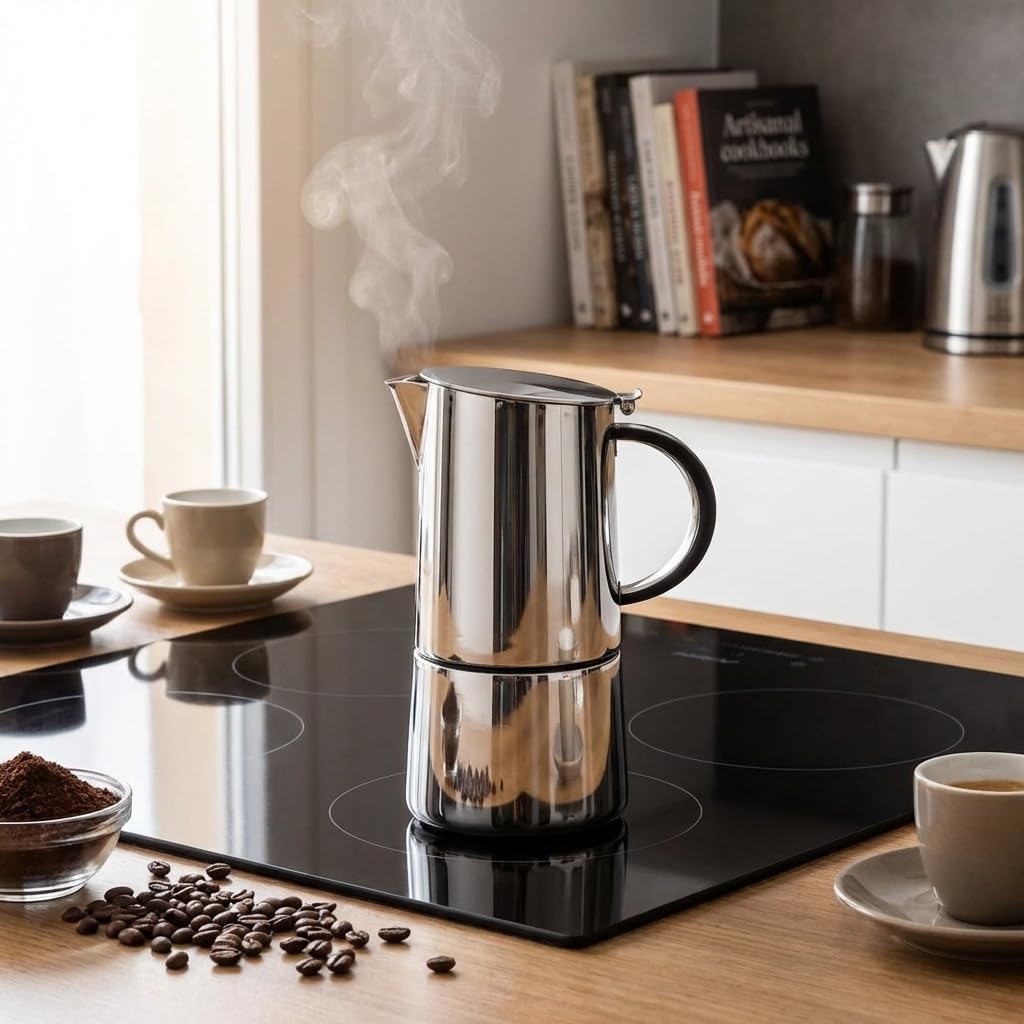 Suinga Cafetera Profesional | Cafetera Italiana 6 Tazas 310ml Inducción | Cafetera Espress Mokka | Para todo tipo de cocinas