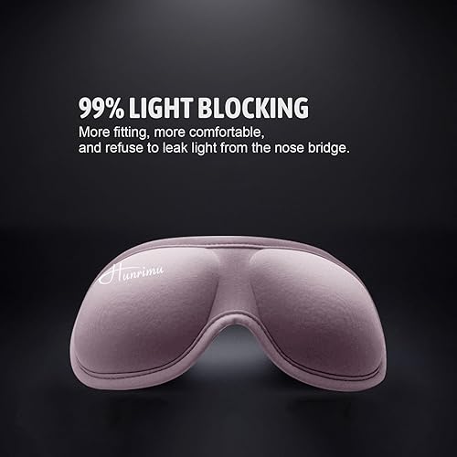 Miniatura 3 de Hunrimu Máscara de ojos para dormir para mujeres y hombres, cubiertas de ojos para dormir, máscara de sueño 3D para viajes, yoga y siesta (rosa)