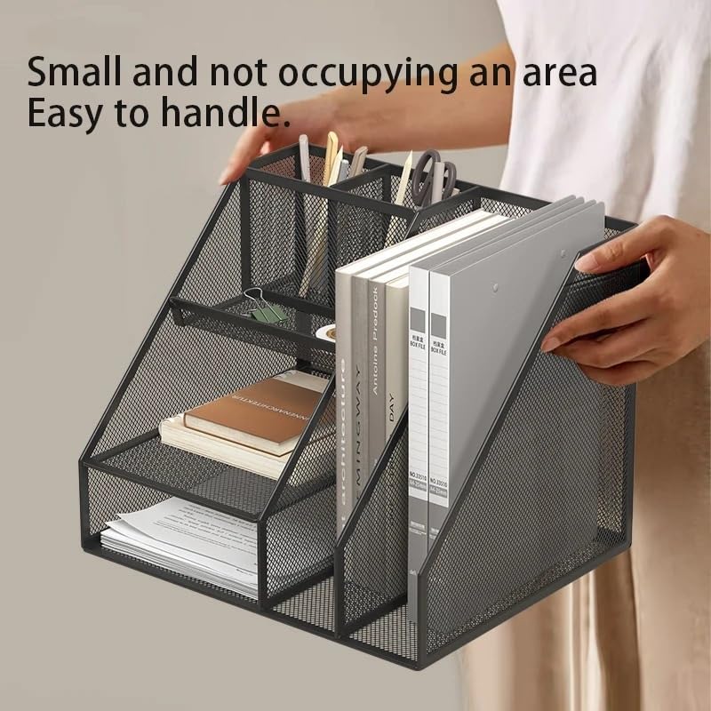 Portadocumenti Da Scrivania Organizer da scrivania con portadocumenti, organizer vassoi for lettere a 3 livelli, accessori in rete e spazio di lavoro Organizer Scrivania(White)