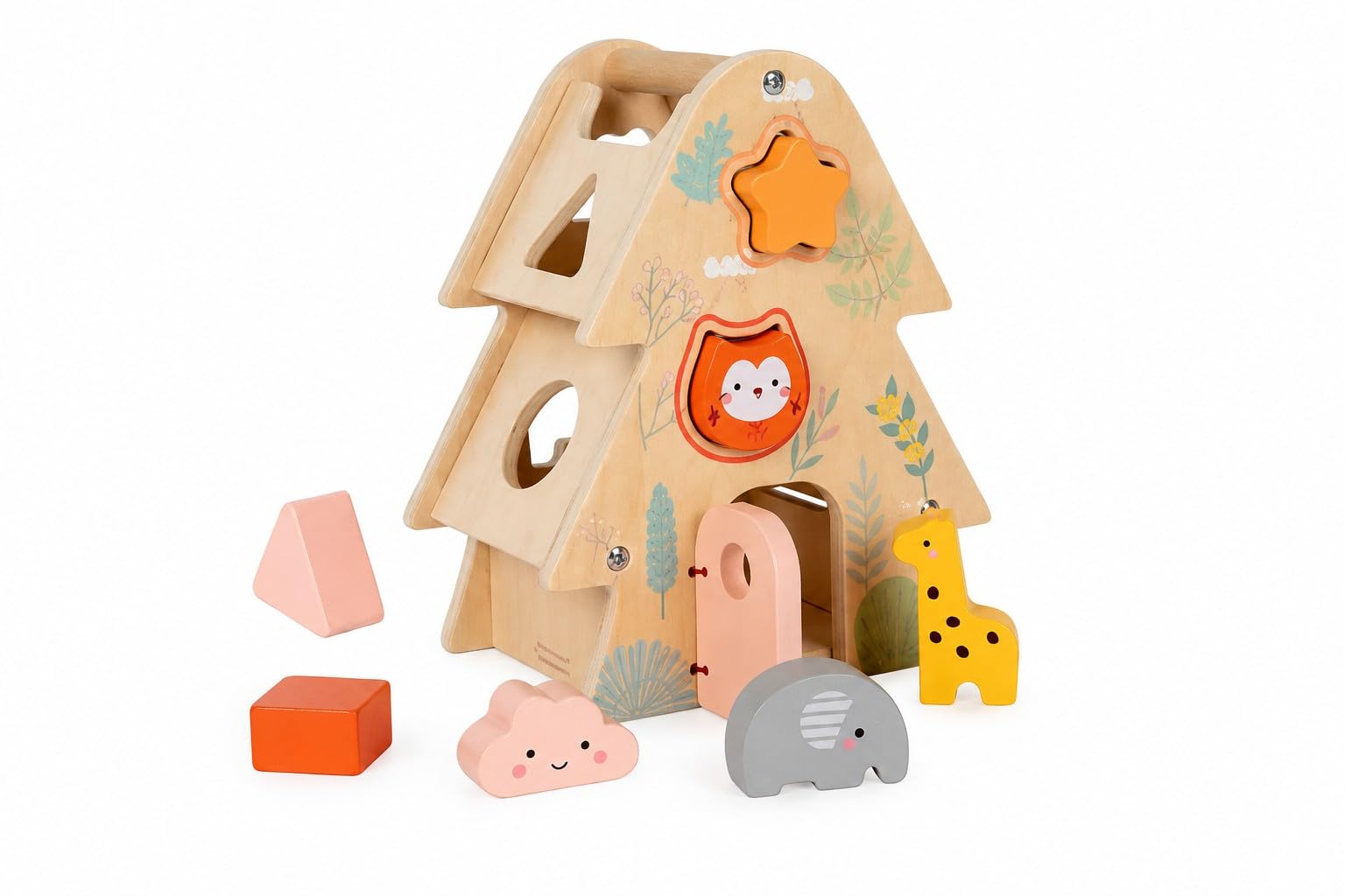 FullTimeMama Wooden Montessori Animal Tree House Shape Sorter for Toddlers 12+ Months | Educational Toy | Fine Motor Skills | Shape Matching | Wooden Learning Toy