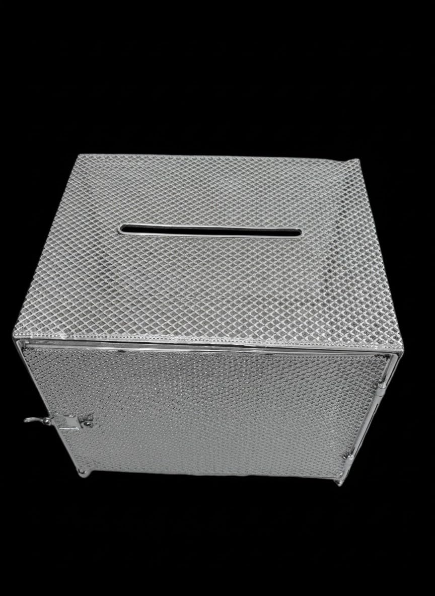Urne de Cérémonie Mariage en Métal Argenté ou Doré, 26L x 21l x 23H cm, 1.5 kg