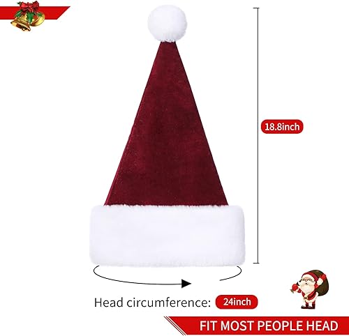 Miniatura 2 de JKSVE Sombrero de Papá Noel, Sombrero de Navidad de terciopelo unisex para adultos, suministros de Navidad para fiestas de Año Nuevo